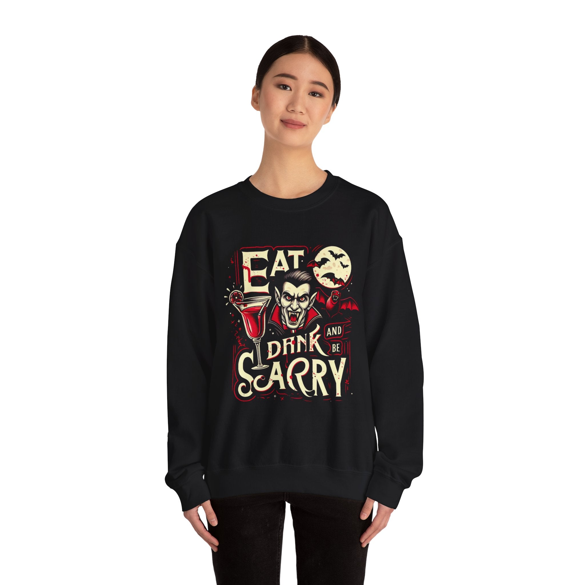 Eat, Drink, and Be Scary Halloween Sweatshirt - Spooky Fun for All Ages