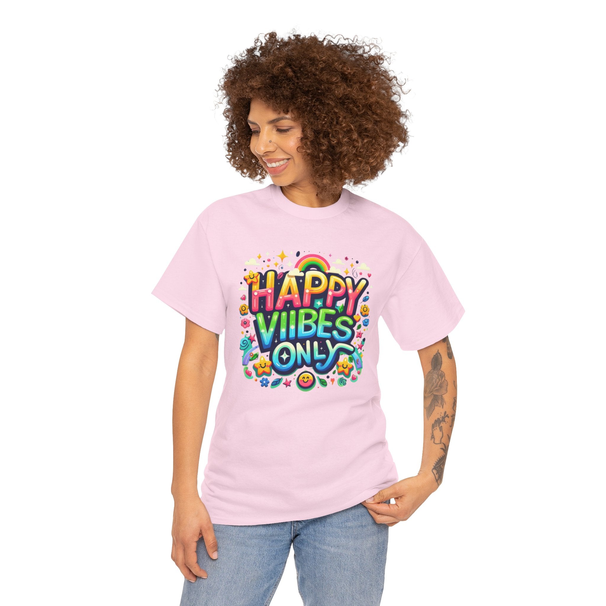 Radiate Positivity with our 'Happy Vibes' Graphic T-shirt