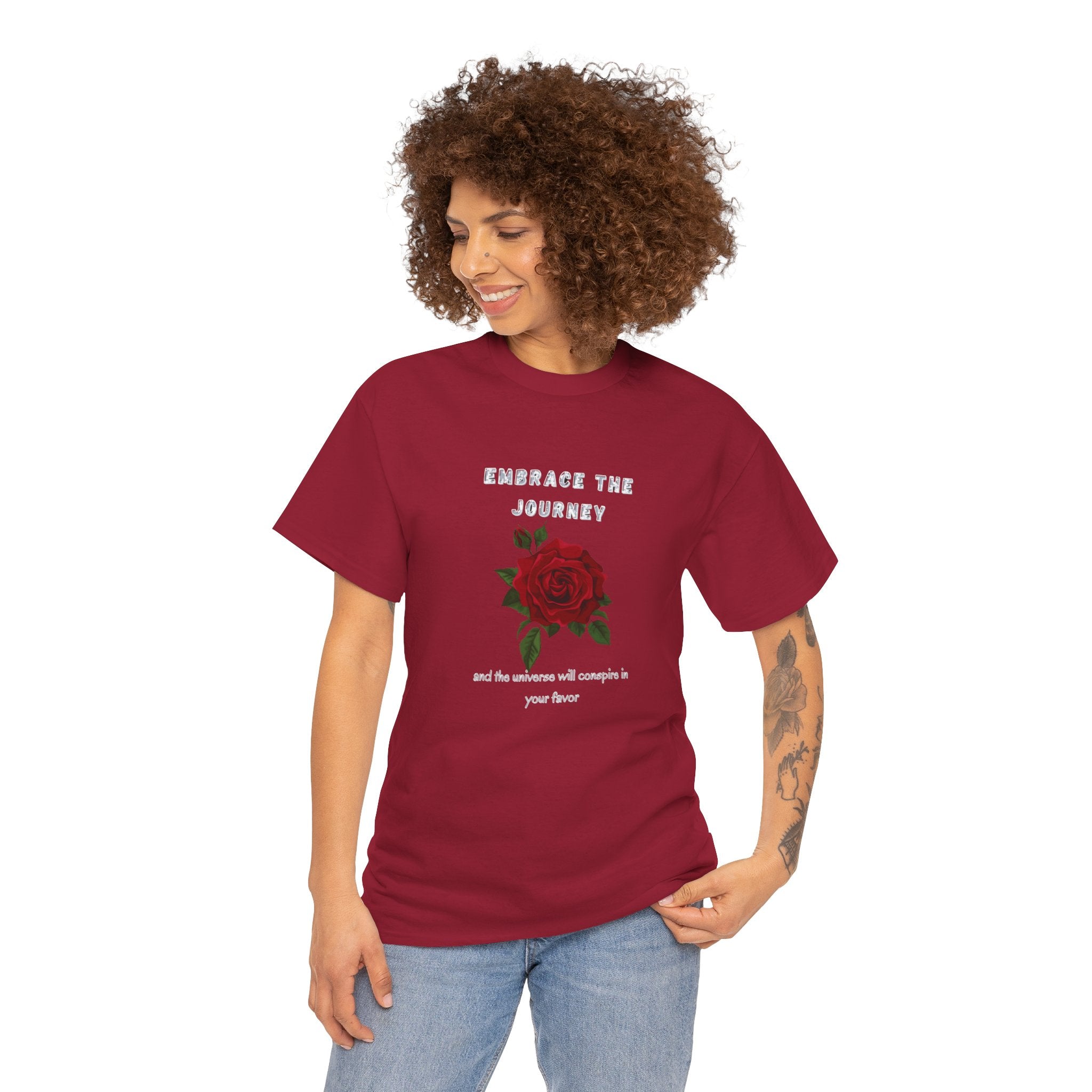 Embrace the Journey: Let the Universe Conspire in Your Favor T-Shirt, Positive Vibes Only, Manifest Your Dreams, Life Quotes Tee