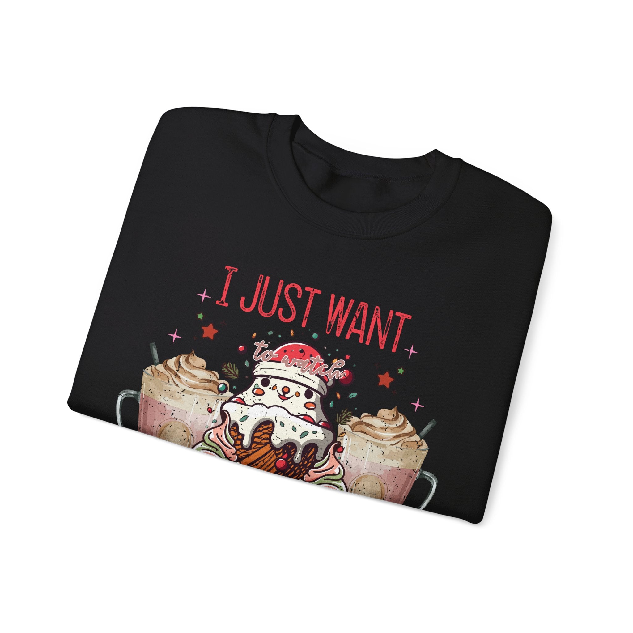 Cozy Christmas Movie Night Sweatshirt: Hot Cocoa & Festive Films