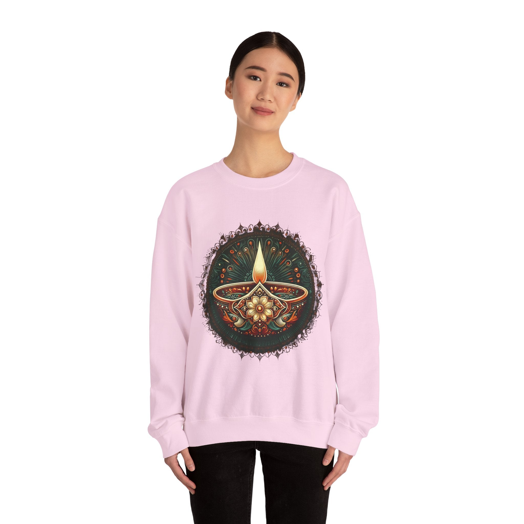 Ethnic Elegance: Traditional Indian Oil Lamp Sweatshirt