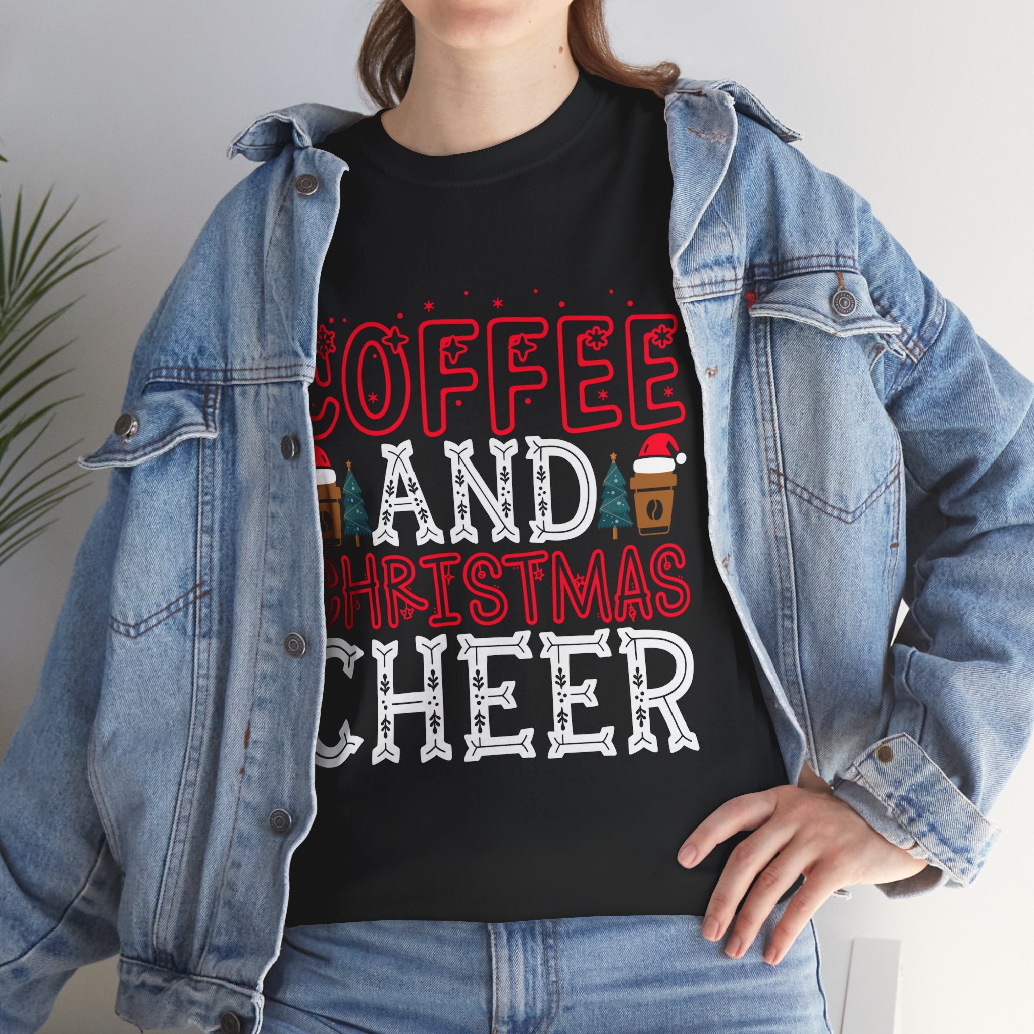 Coffee and Christmas Cheer Tee: Festive Holiday Shirt"